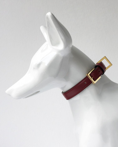 Wunderschönes Hundehalsband aus Leder in Wine von Frida Firenze - Luxus Hundeprodukte